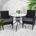 Outdoor Table and 2 Chairs Bistro Style Set