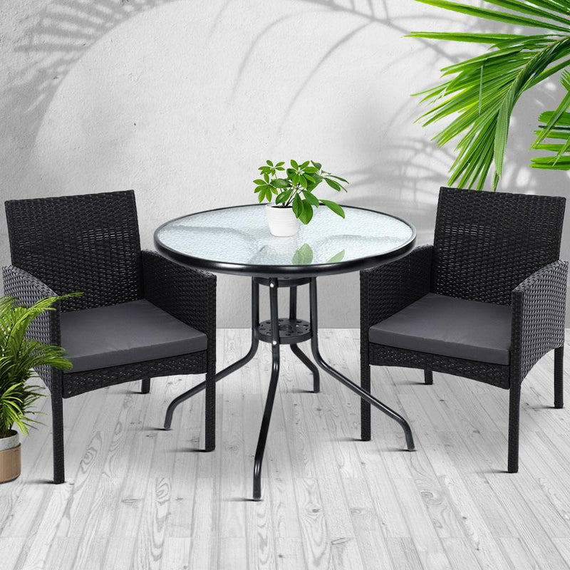 Outdoor Table and 2 Chairs Bistro Style Set (Style 2) - Rivercity House & Home Co. (ABN 18 642 972 209) - Affordable Modern Furniture Australia