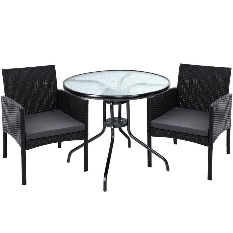 Outdoor Table and 2 Chairs Bistro Style Set (Style 2) - Rivercity House & Home Co. (ABN 18 642 972 209) - Affordable Modern Furniture Australia
