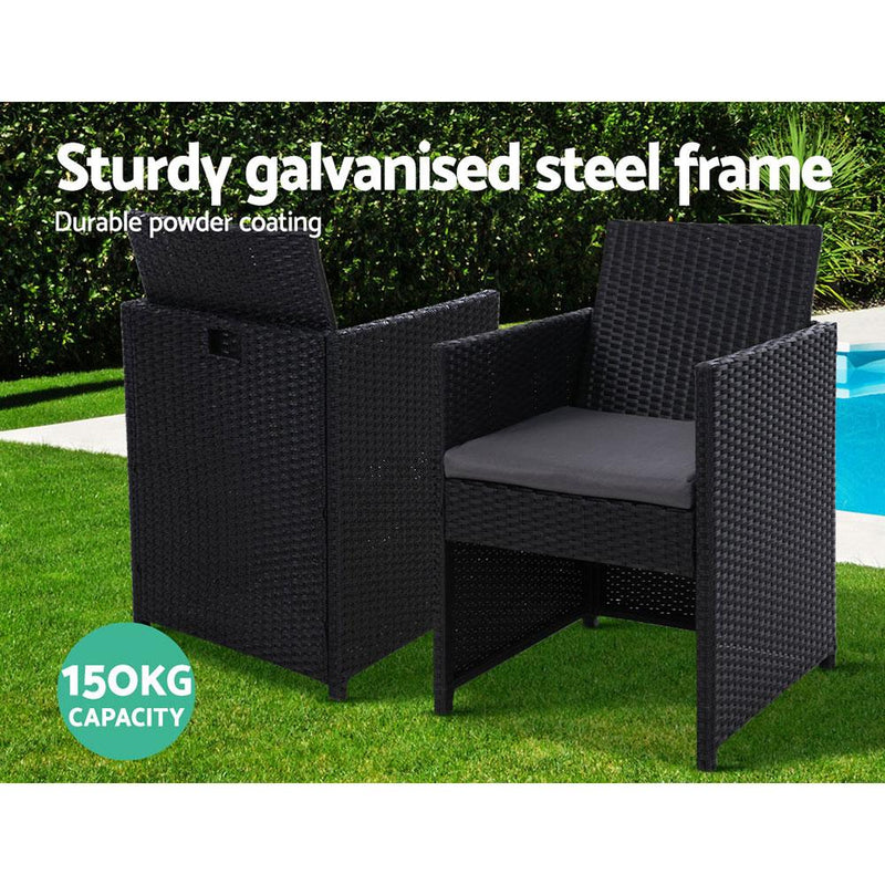 Outdoor Table and 2 Chairs Bistro Style Set (Style 3) - Rivercity House & Home Co. (ABN 18 642 972 209) - Affordable Modern Furniture Australia