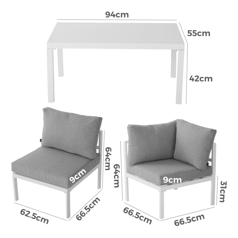 Outdoor White Modern 5 Piece Lounge Set - Furniture > Outdoor - Rivercity House & Home Co. (ABN 18 642 972 209) - Affordable Modern Furniture Australia