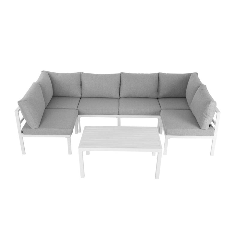 Outdoor White Modern 7 Piece Lounge Set - Furniture > Outdoor - Rivercity House & Home Co. (ABN 18 642 972 209) - Affordable Modern Furniture Australia