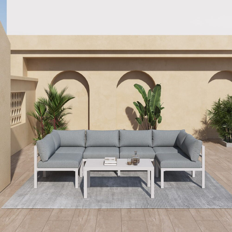 Outdoor White Modern 7 Piece Lounge Set - Furniture > Outdoor - Rivercity House & Home Co. (ABN 18 642 972 209) - Affordable Modern Furniture Australia
