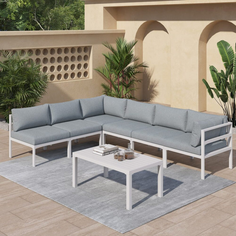 Outdoor White Modern 7 Piece Lounge Set - Furniture > Outdoor - Rivercity House & Home Co. (ABN 18 642 972 209) - Affordable Modern Furniture Australia