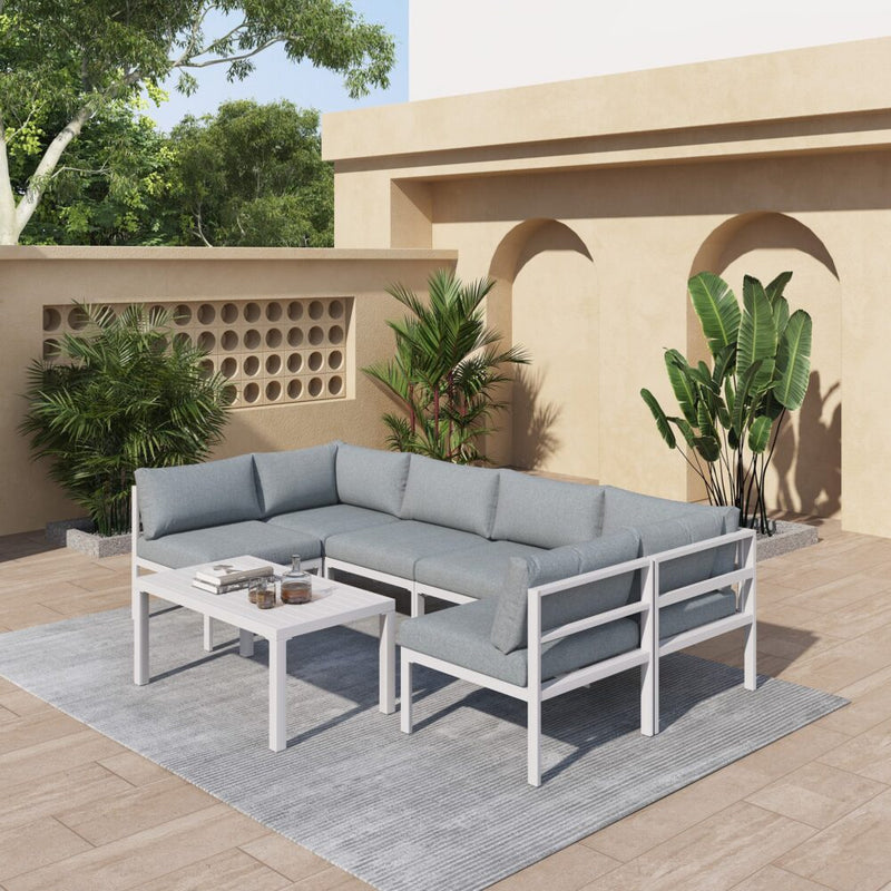 Outdoor White Modern 7 Piece Lounge Set - Furniture > Outdoor - Rivercity House & Home Co. (ABN 18 642 972 209) - Affordable Modern Furniture Australia