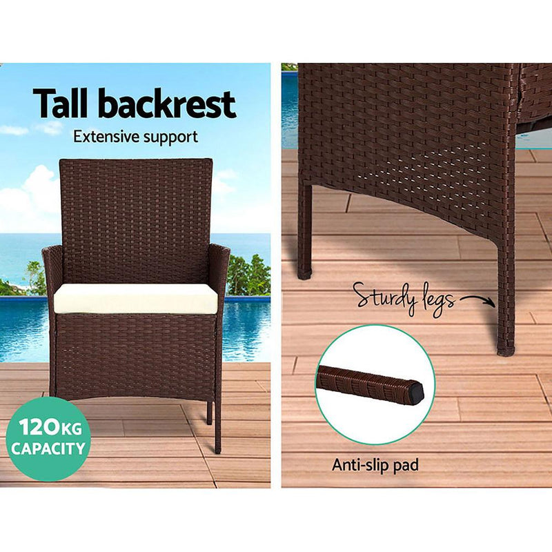 Outdoor Wicker Lounge Setting - Brown (With Bonus Storage Cover) - Furniture > Outdoor - Rivercity House & Home Co. (ABN 18 642 972 209) - Affordable Modern Furniture Australia