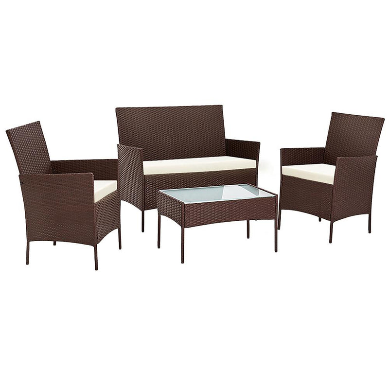 Outdoor Wicker Lounge Setting - Brown (With Bonus Storage Cover) - Furniture > Outdoor - Rivercity House & Home Co. (ABN 18 642 972 209) - Affordable Modern Furniture Australia