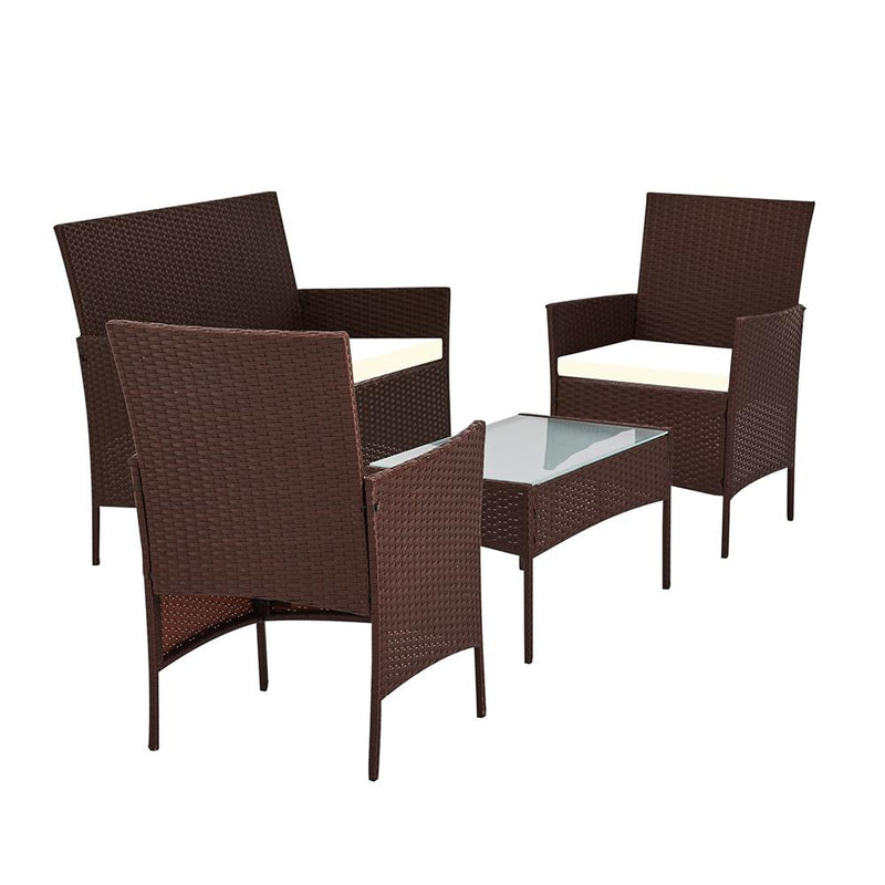 Outdoor Wicker Lounge Setting - Brown (With Bonus Storage Cover) - Furniture > Outdoor - Rivercity House & Home Co. (ABN 18 642 972 209) - Affordable Modern Furniture Australia