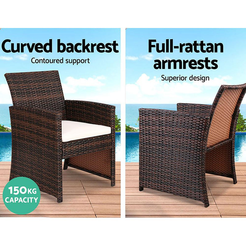 Outdoor Wicker Lounge Setting Brown - With Storage Cover - Rivercity House & Home Co. (ABN 18 642 972 209) - Affordable Modern Furniture Australia