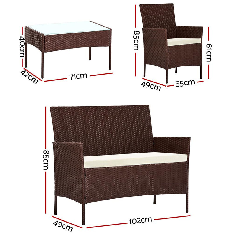 Outdoor Wicker Lounge Setting - Brown (With Bonus Storage Cover) - Furniture > Outdoor - Rivercity House & Home Co. (ABN 18 642 972 209) - Affordable Modern Furniture Australia