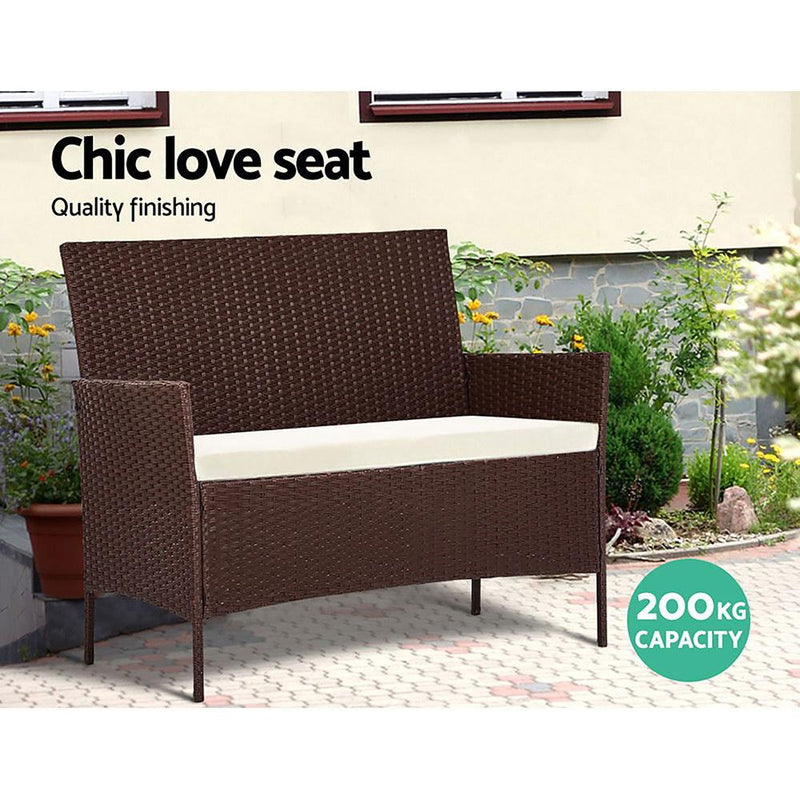 Outdoor Wicker Lounge Setting - Brown (With Bonus Storage Cover) - Furniture > Outdoor - Rivercity House & Home Co. (ABN 18 642 972 209) - Affordable Modern Furniture Australia