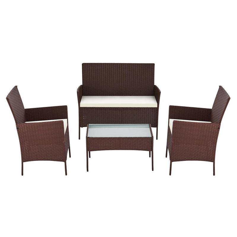 Outdoor Wicker Lounge Setting - Brown (With Bonus Storage Cover) - Furniture > Outdoor - Rivercity House & Home Co. (ABN 18 642 972 209) - Affordable Modern Furniture Australia