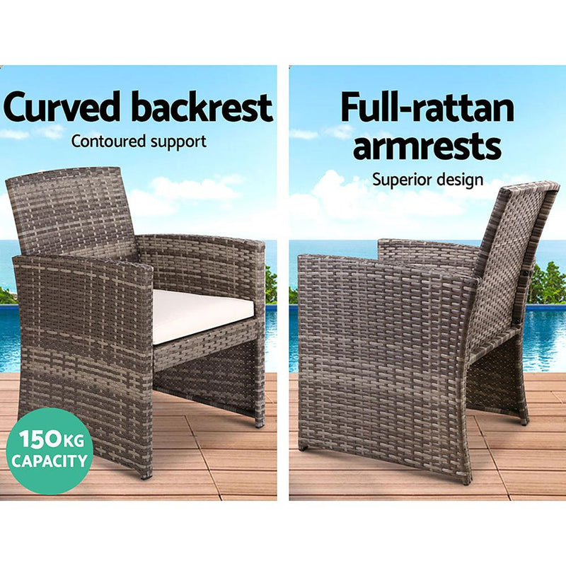 Outdoor Wicker Lounge Setting Mixed Grey - With Storage Cover - Furniture > Outdoor - Rivercity House And Home Co.