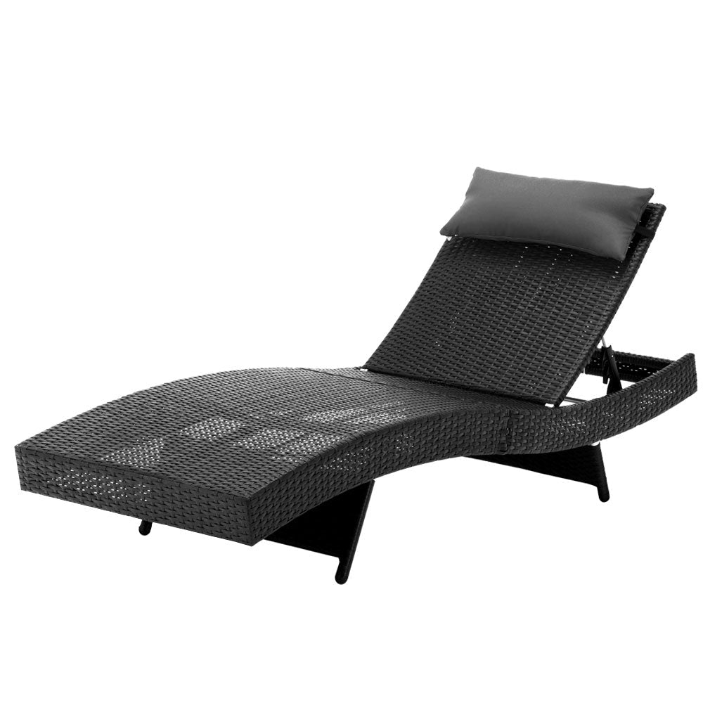 Outdoor Wicker Sun Lounge - Black - Rivercity House & Home Co. (ABN 18 642 972 209) - Affordable Modern Furniture Australia