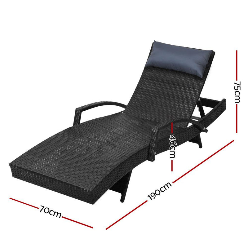 Outdoor Wicker Sun Lounge Day Bed - Black - Furniture > Outdoor - Rivercity House And Home Co.