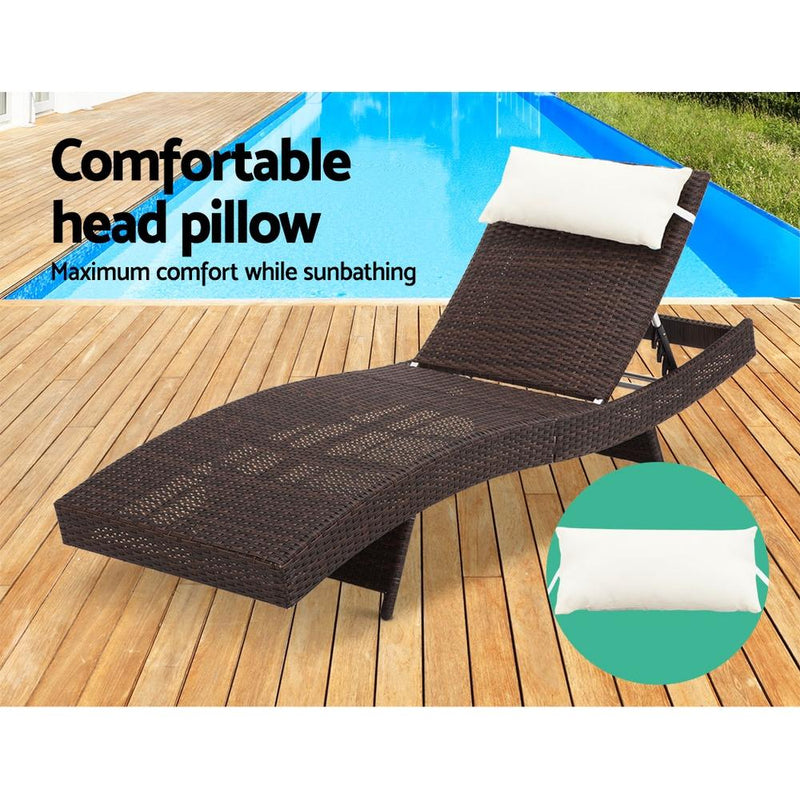 Outdoor Wicker Sun Lounge - Brown - Rivercity House & Home Co. (ABN 18 642 972 209) - Affordable Modern Furniture Australia