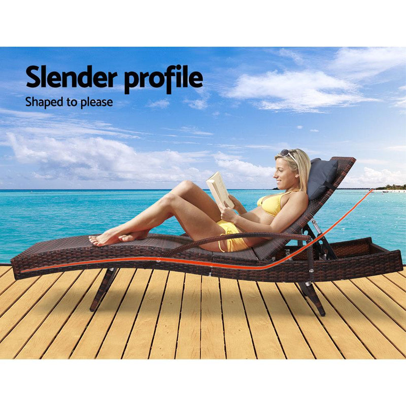 Outdoor Sun Lounge Furniture Wicker Day Bed (Brown) - Rivercity House & Home Co. (ABN 18 642 972 209) - Affordable Modern Furniture Australia