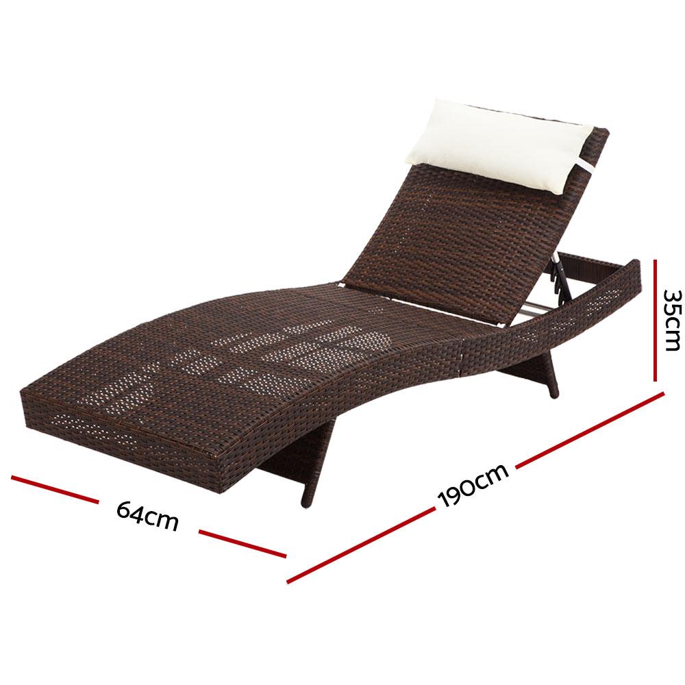 Outdoor Wicker Sun Lounge - Brown - Rivercity House & Home Co. (ABN 18 642 972 209) - Affordable Modern Furniture Australia