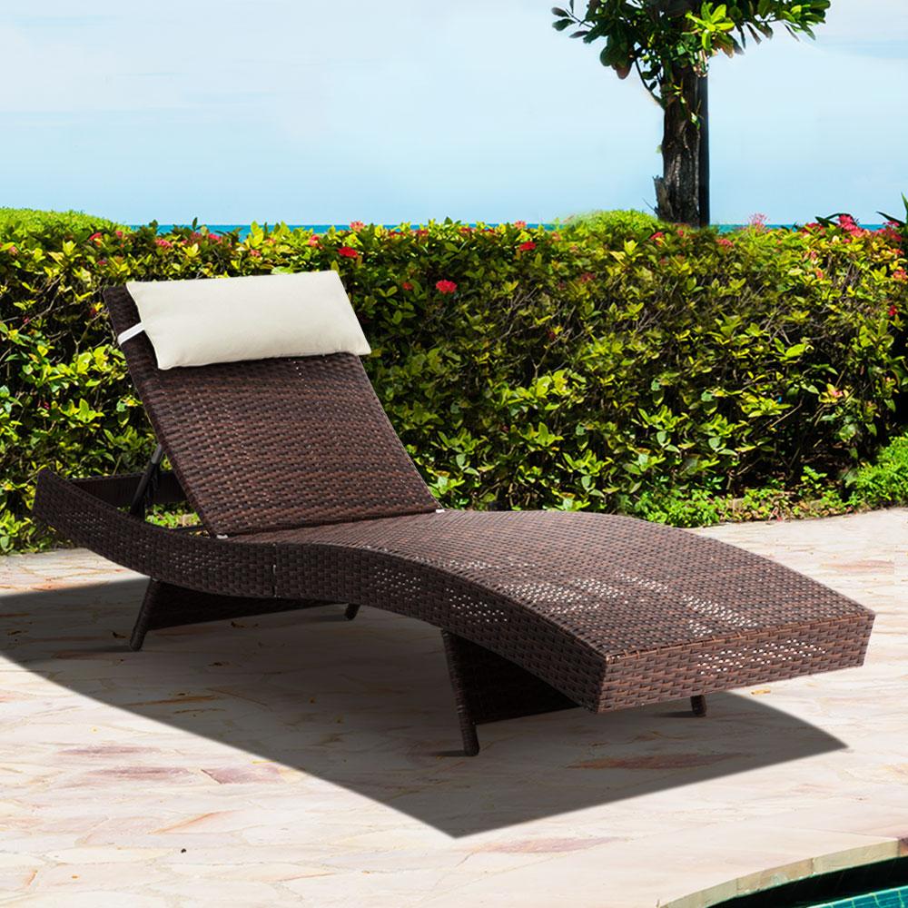 Outdoor Wicker Sun Lounge - Brown - Rivercity House & Home Co. (ABN 18 642 972 209) - Affordable Modern Furniture Australia
