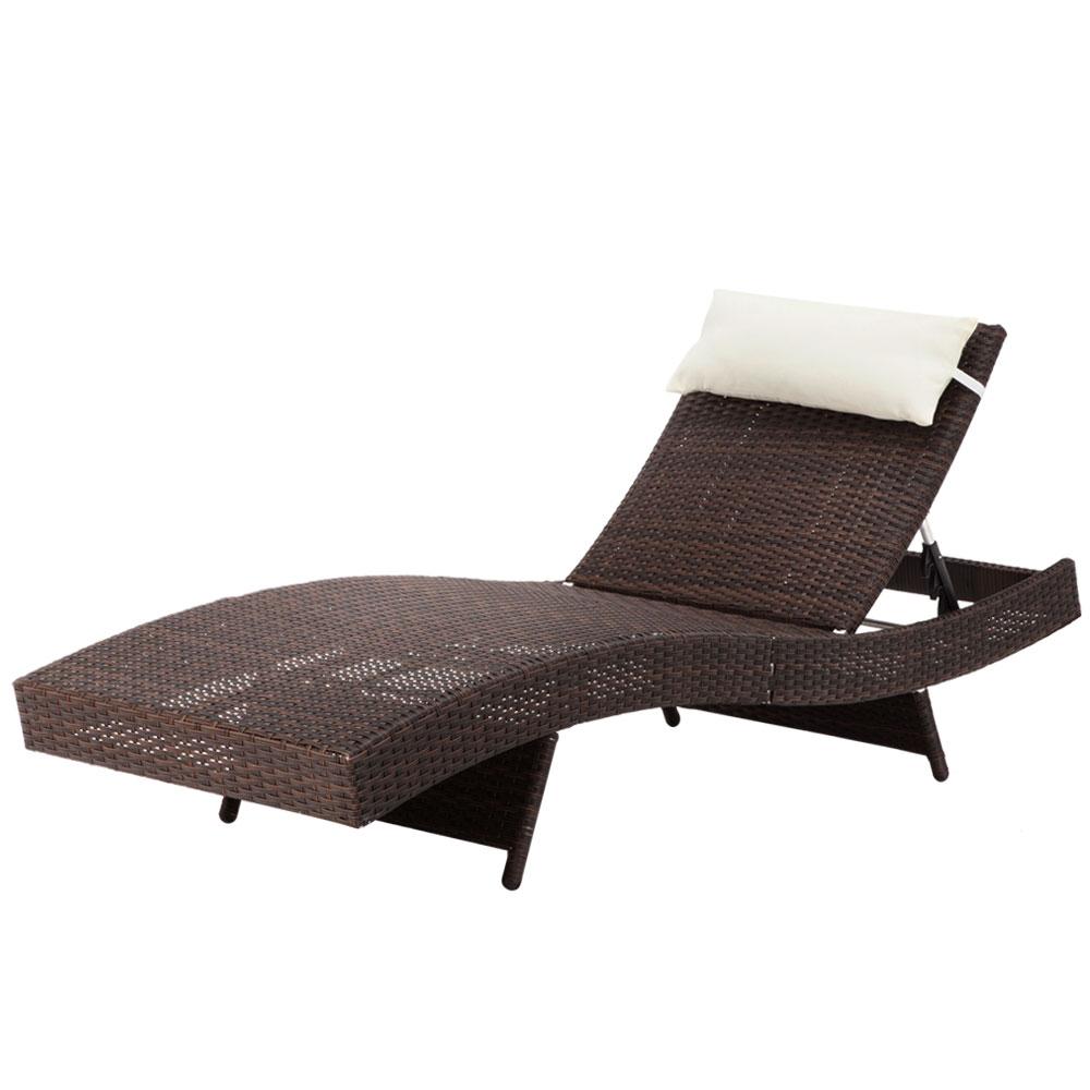 Outdoor Wicker Sun Lounge - Brown - Rivercity House & Home Co. (ABN 18 642 972 209) - Affordable Modern Furniture Australia