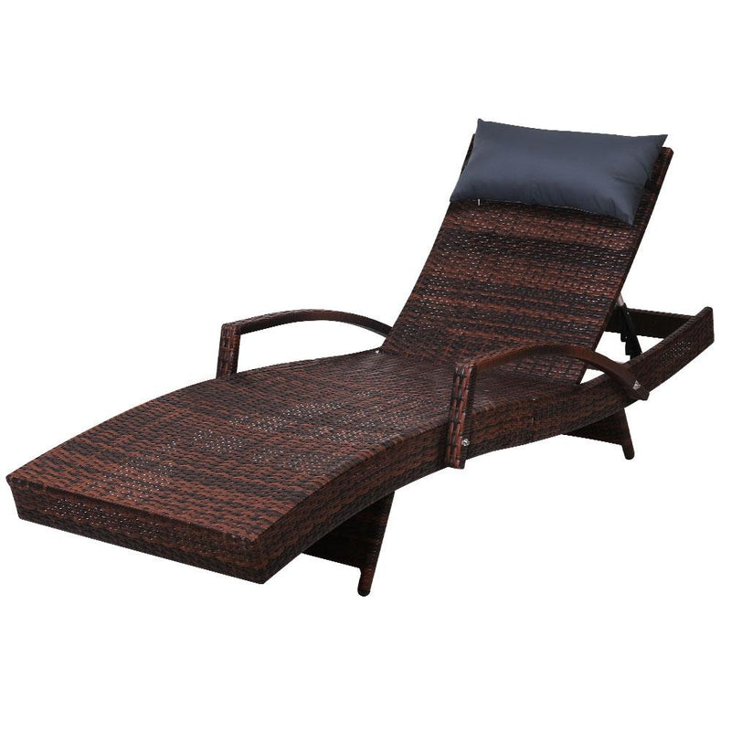 Outdoor Sun Lounge Furniture Wicker Day Bed (Brown) - Rivercity House & Home Co. (ABN 18 642 972 209) - Affordable Modern Furniture Australia