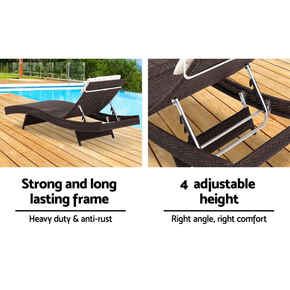 Outdoor Wicker Sun Lounge - Brown - Rivercity House & Home Co. (ABN 18 642 972 209) - Affordable Modern Furniture Australia