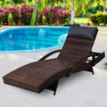 Outdoor Sun Lounge Furniture Wicker Day Bed (Brown)