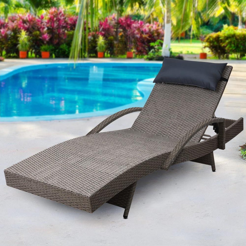Outdoor Sun Lounge Furniture Wicker Day Bed (Grey) - Rivercity House & Home Co. (ABN 18 642 972 209) - Affordable Modern Furniture Australia