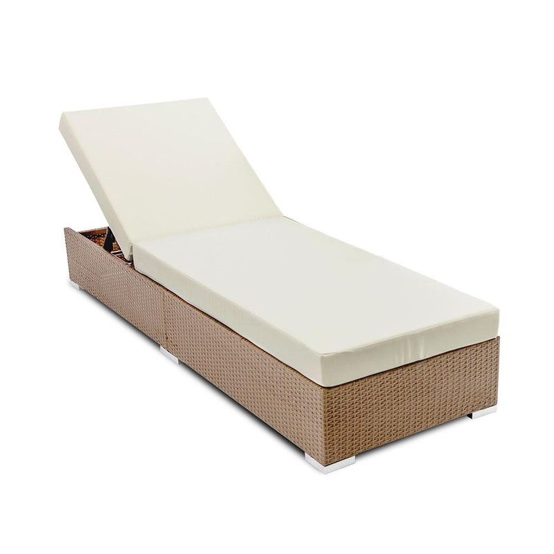 Outdoor Wicker Sun Lounge - Natural Brown - Furniture > Outdoor - Rivercity House & Home Co. (ABN 18 642 972 209) - Affordable Modern Furniture Australia