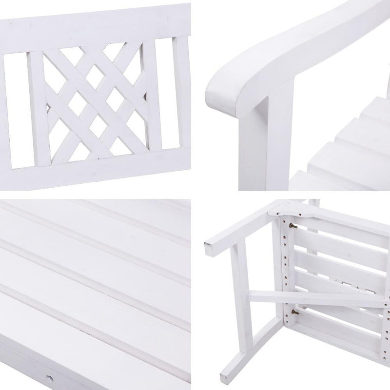 Outdoor Wooden Garden Bench 3 Seat White - Rivercity House & Home Co. (ABN 18 642 972 209) - Affordable Modern Furniture Australia