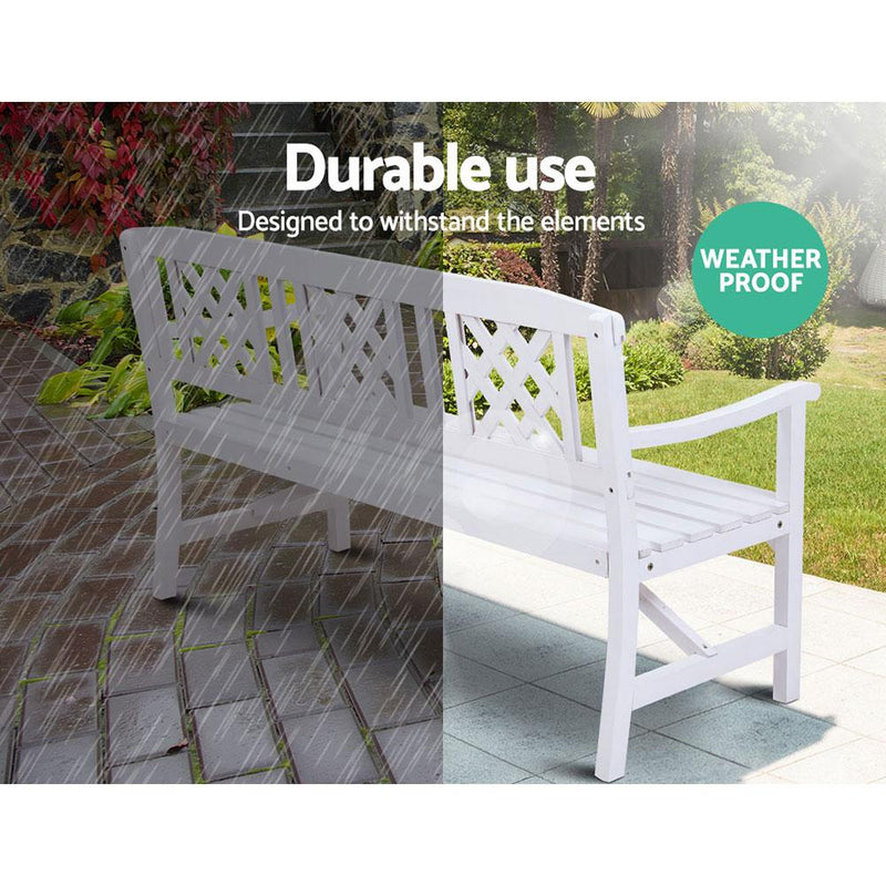 Outdoor Wooden Garden Bench 3 Seat White - Rivercity House & Home Co. (ABN 18 642 972 209) - Affordable Modern Furniture Australia