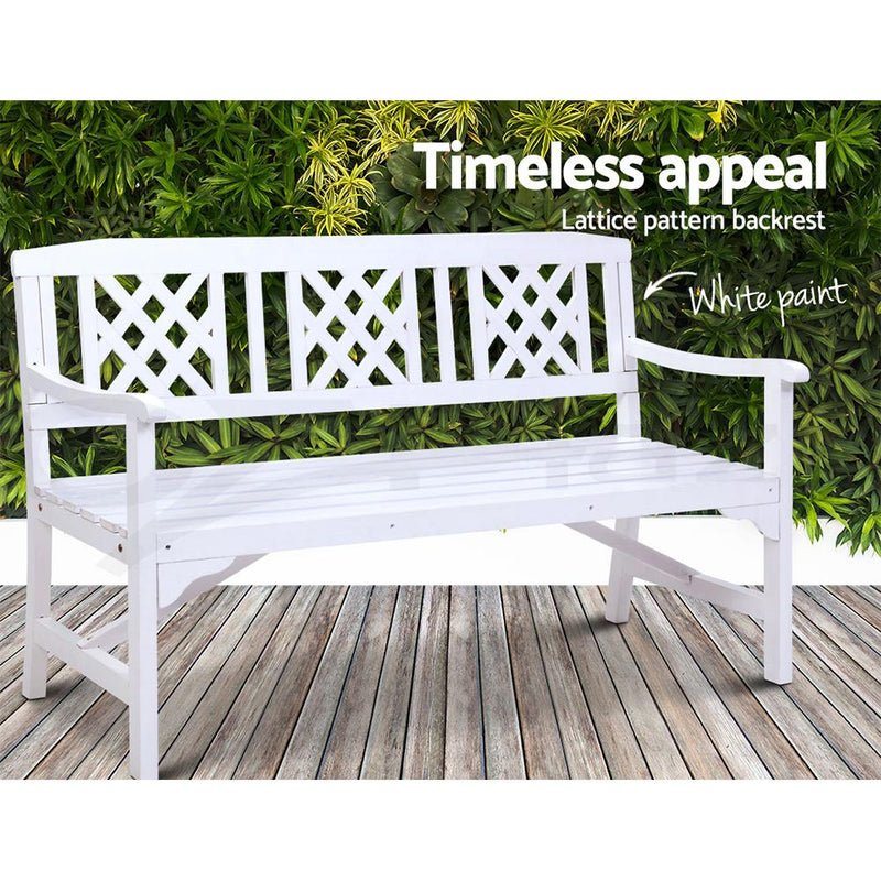 Outdoor Wooden Garden Bench 3 Seat White - Furniture - Rivercity House And Home Co.