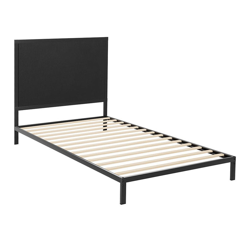 Paddington King Single Bed Frame With Fabric Headboard Black & Charcoal - Furniture > Bedroom - Rivercity House & Home Co. (ABN 18 642 972 209) - Affordable Modern Furniture Australia
