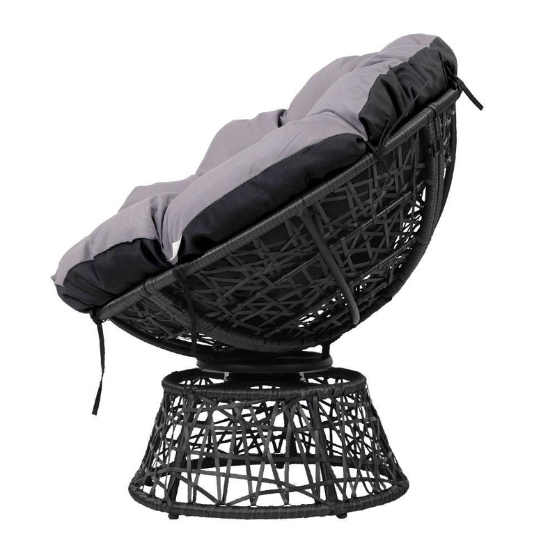 Papasan Chair and Side Table - Black - Rivercity House & Home Co. (ABN 18 642 972 209) - Affordable Modern Furniture Australia