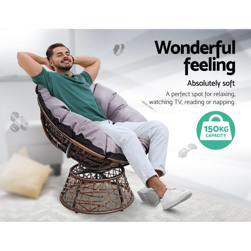 Papasan Chair and Side Table - Brown - Rivercity House & Home Co. (ABN 18 642 972 209) - Affordable Modern Furniture Australia