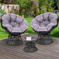 Papasan Chair and Side Table Set- Black
