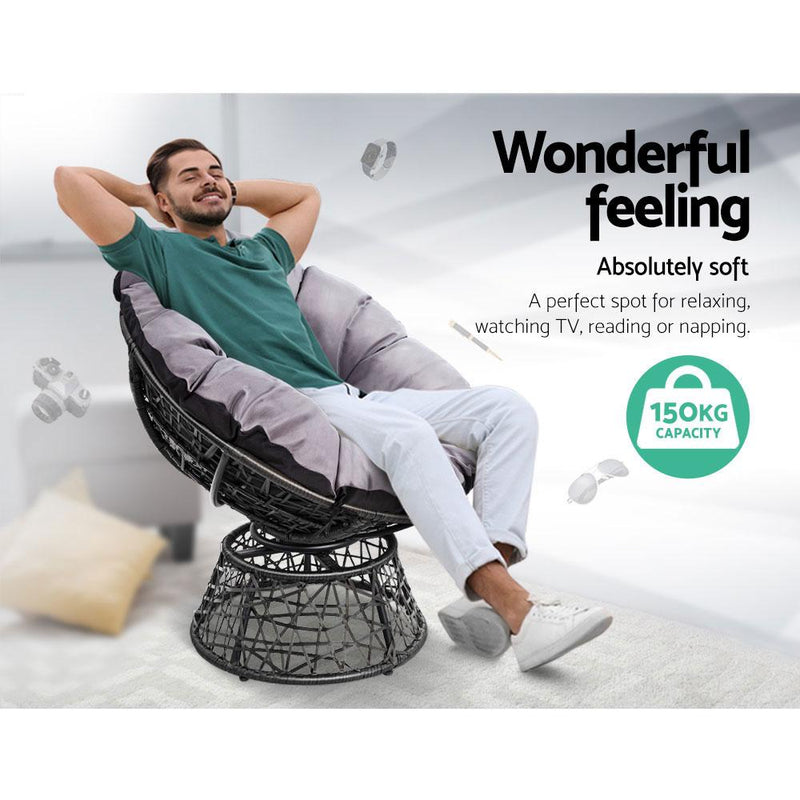 Papasan Chair and Side Table Set- Black - Rivercity House & Home Co. (ABN 18 642 972 209) - Affordable Modern Furniture Australia