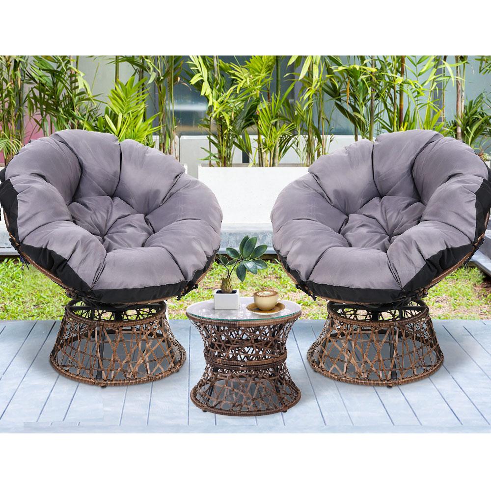 Papasan Chair and Side Table Set-Brown - Rivercity House & Home Co. (ABN 18 642 972 209) - Affordable Modern Furniture Australia