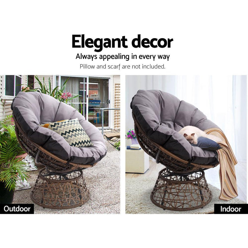 Papasan Chair and Side Table Set-Brown - Rivercity House & Home Co. (ABN 18 642 972 209) - Affordable Modern Furniture Australia