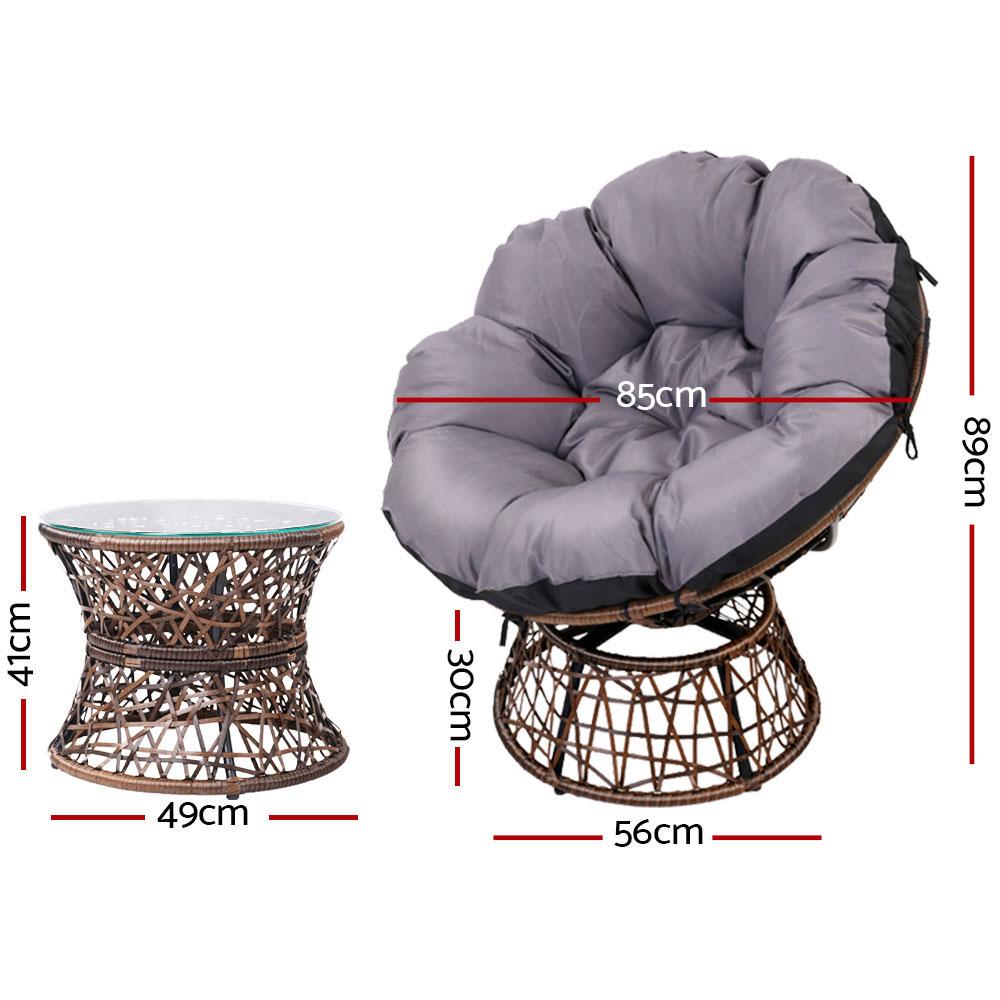Papasan Chair and Side Table Set-Brown - Rivercity House & Home Co. (ABN 18 642 972 209) - Affordable Modern Furniture Australia