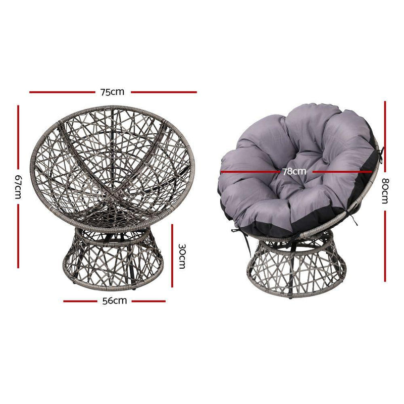 Papasan Chairs and Side Table Set (Grey) - Rivercity House & Home Co. (ABN 18 642 972 209) - Affordable Modern Furniture Australia