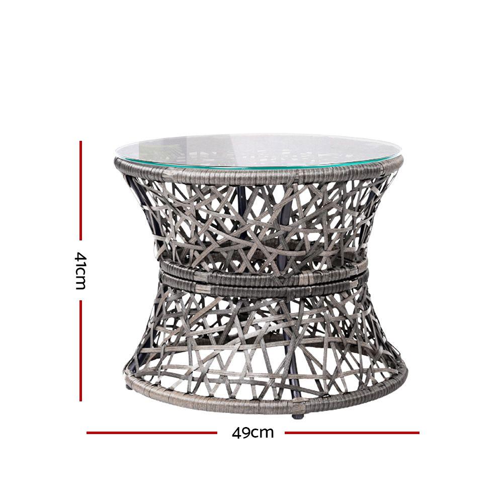 Papasan Chairs and Side Table Set (Grey) - Rivercity House & Home Co. (ABN 18 642 972 209) - Affordable Modern Furniture Australia