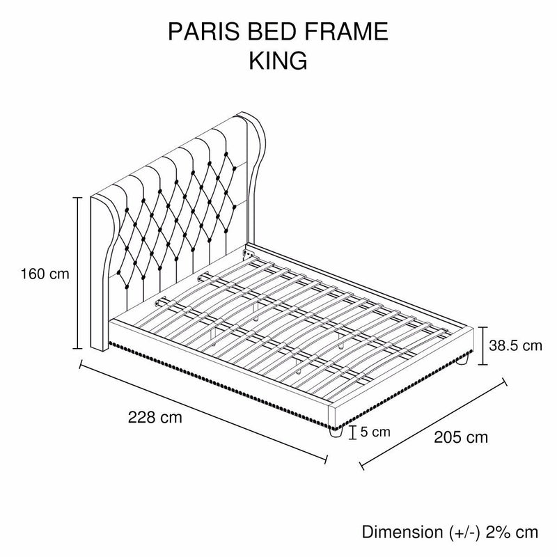 Paris King Bed Frame Beige - Rivercity House & Home Co. (ABN 18 642 972 209) - Affordable Modern Furniture Australia