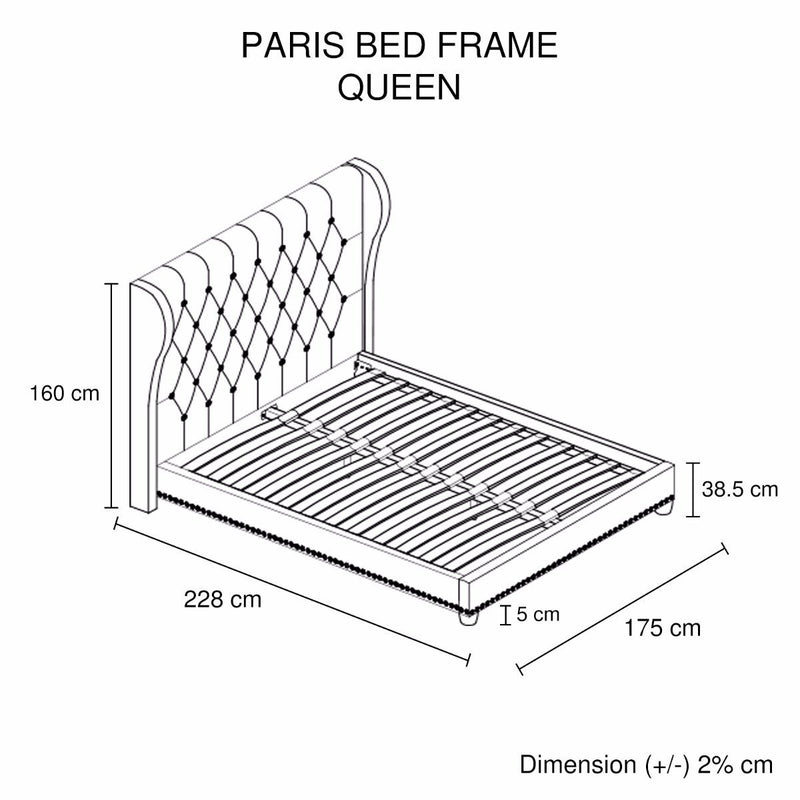 Paris Queen Bed Frame Beige - Furniture > Bedroom - Rivercity House And Home Co.
