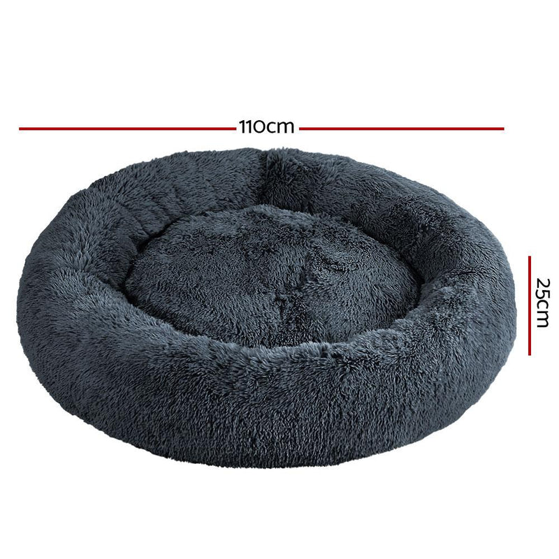 Pet Calming Bed Extra Large 110cm Dark Grey Washable - Rivercity House & Home Co. (ABN 18 642 972 209) - Affordable Modern Furniture Australia