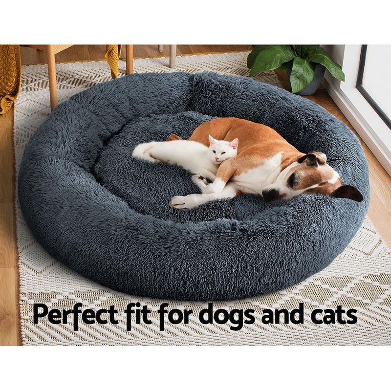 Pet Calming Bed Extra Large 110cm Dark Grey Washable - Rivercity House & Home Co. (ABN 18 642 972 209) - Affordable Modern Furniture Australia