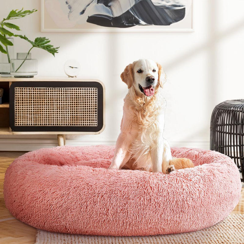 Pet Calming Bed Extra Large 110cm Pink Washable - Rivercity House & Home Co. (ABN 18 642 972 209) - Affordable Modern Furniture Australia