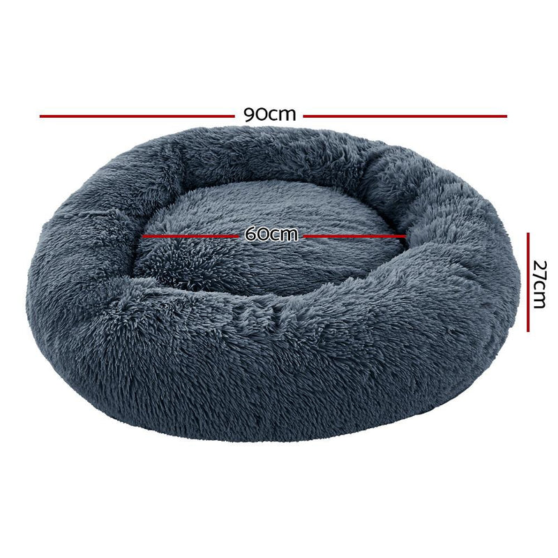 Pet Calming Bed Large 90cm Dark Grey Washable - Rivercity House & Home Co. (ABN 18 642 972 209) - Affordable Modern Furniture Australia