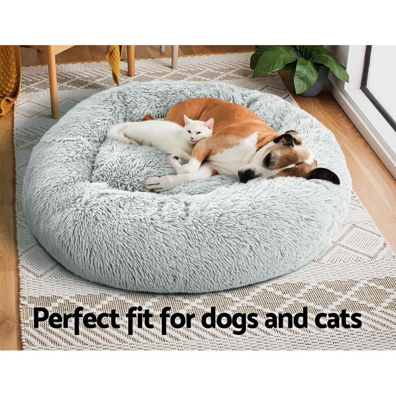Pet Calming Bed Large 90cm Light Grey Washable - Rivercity House & Home Co. (ABN 18 642 972 209) - Affordable Modern Furniture Australia