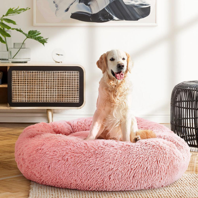 Pet Calming Bed Large 90cm Pink Sleeping Comfy Cave Washable - Pet Care > Dog Supplies - Rivercity House And Home Co.